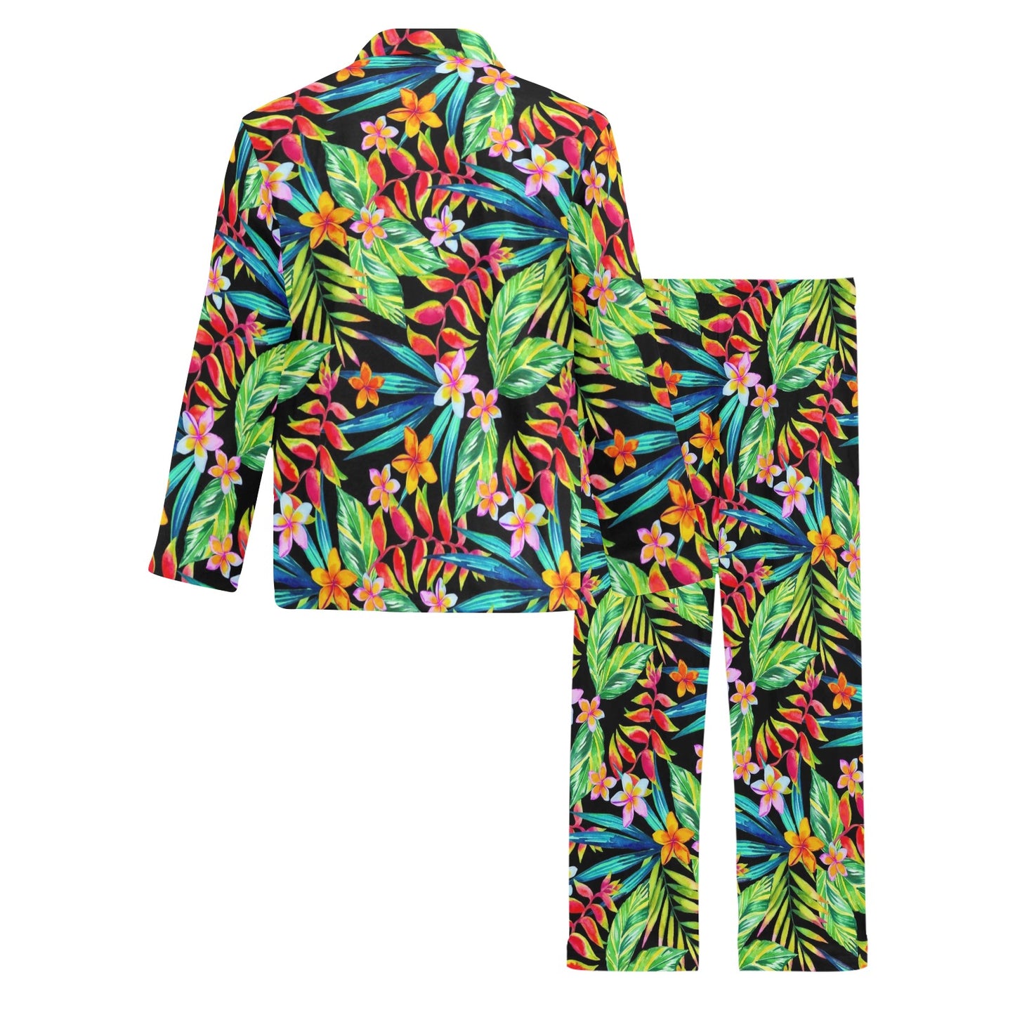 Heliconia Pattern Print Design HL09 Men's Long Pajama Set