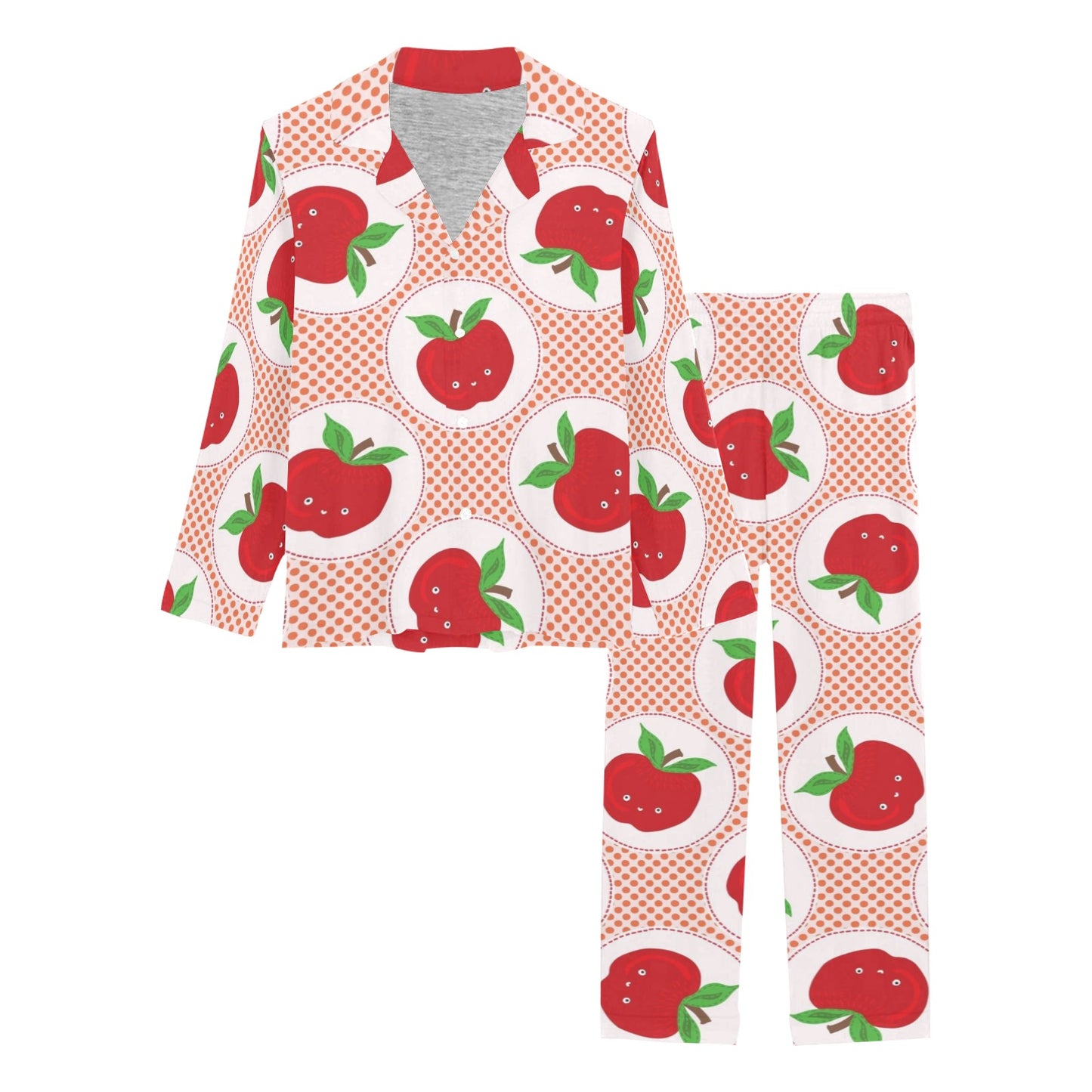 Apple Pattern Print Design AP08 Women's Long Pajama Set