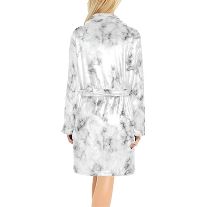 Marble Pattern Print Design 01 Women's Fleece Robe