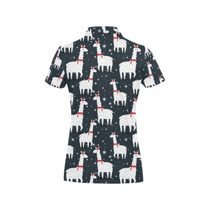 Alpaca Pattern Print Design 04 Women's Polo Shirt