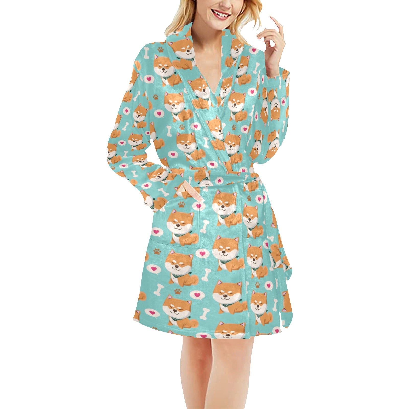 Shiba Inu Print Design LKS3013 Women's Fleece Robe