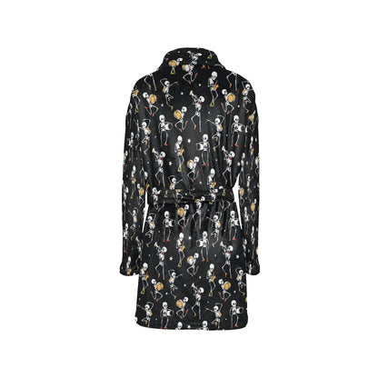 Skeleton Dance Print Women's Fleece Robe