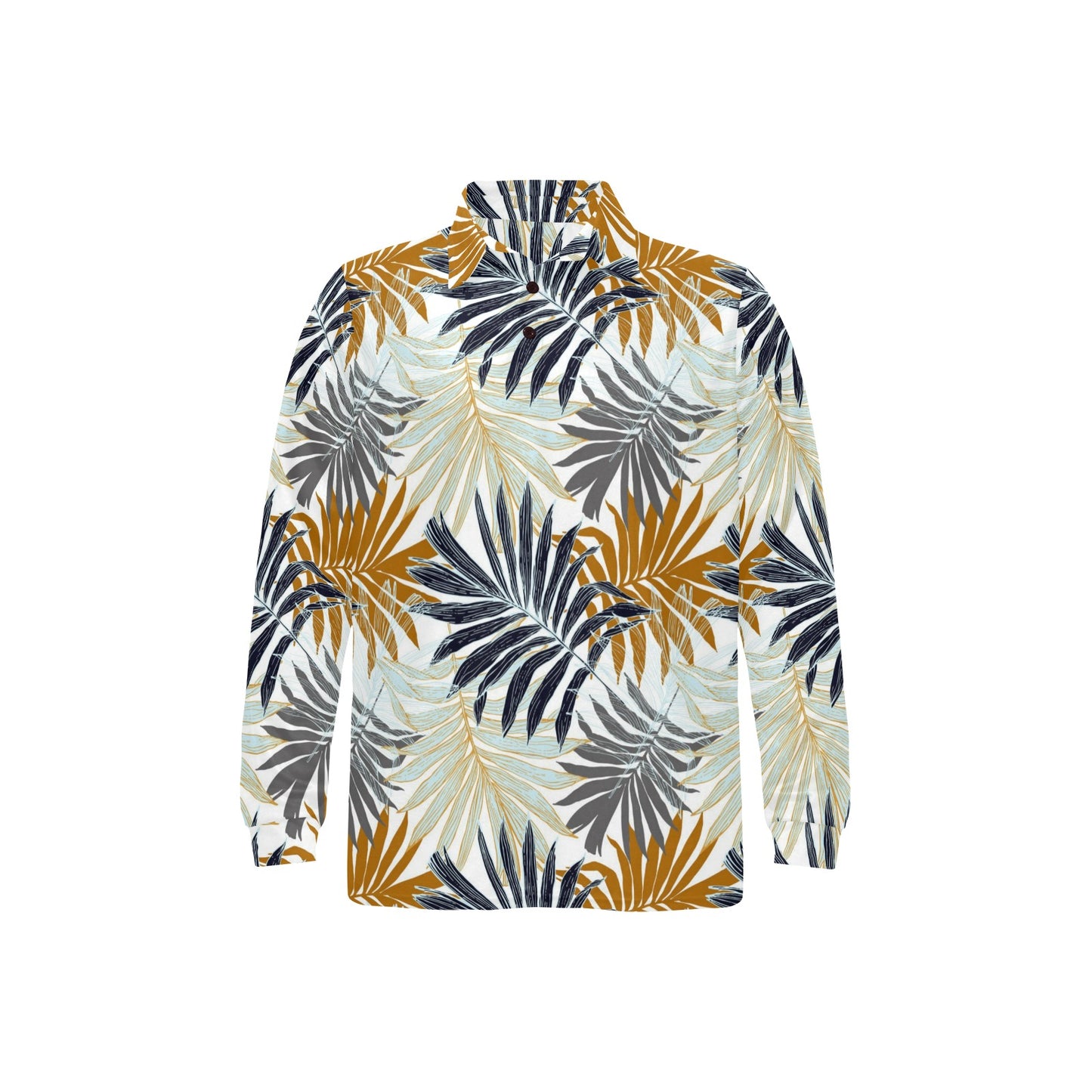 Colorful Tropical Palm Leaves Long Sleeve Polo Shirt For Men's