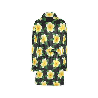 Plumeria Pattern Print Design A03 Women's Fleece Robe