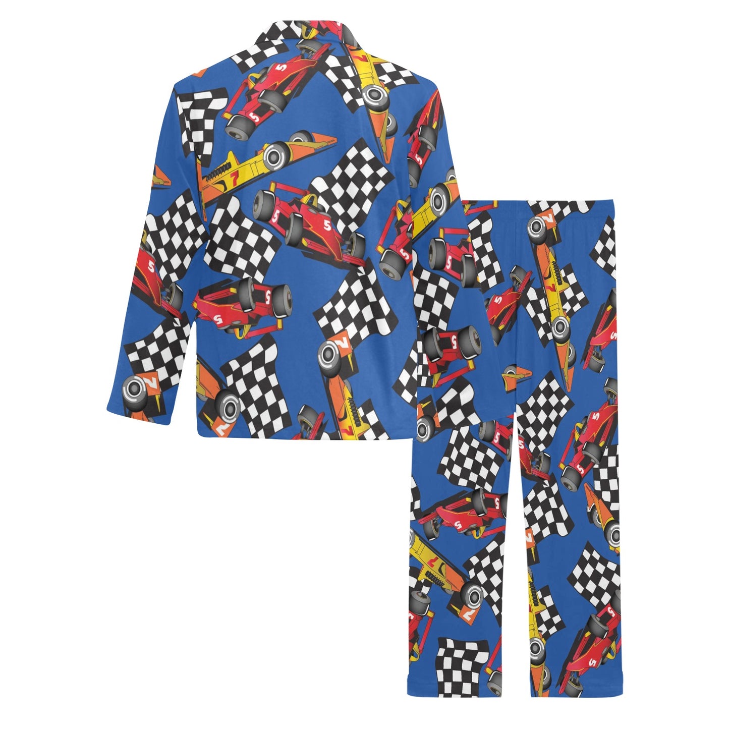 Racing Pattern Print Design A01 Men's Long Pajama Set