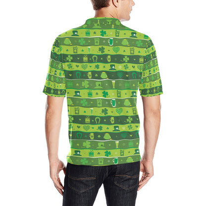 Shamrock Print Design LKS303 Men Polo Shirt