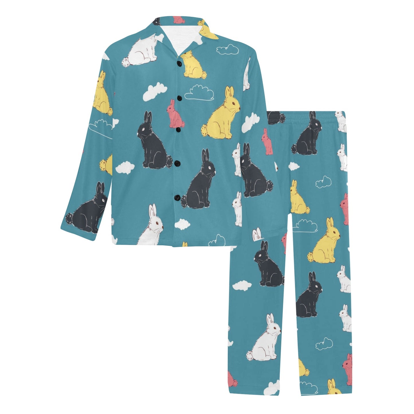 Rabbit Pattern Print Design RB014 Men's Long Pajama Set