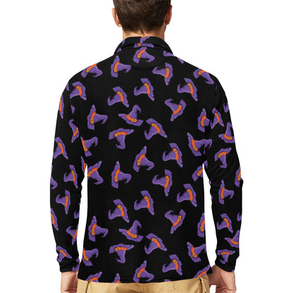 Witch Hat Print Design LKS304 Long Sleeve Polo Shirt For Men's