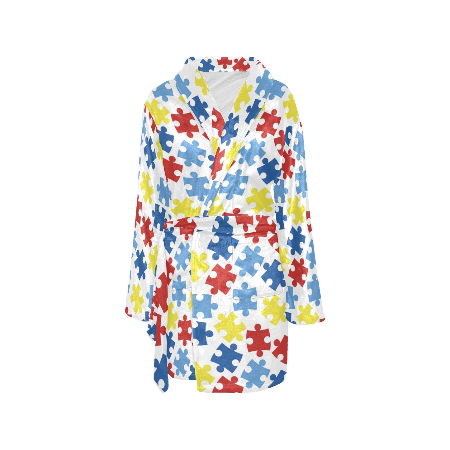 Autism Awareness Pattern Print Design 04 Women's Fleece Robe