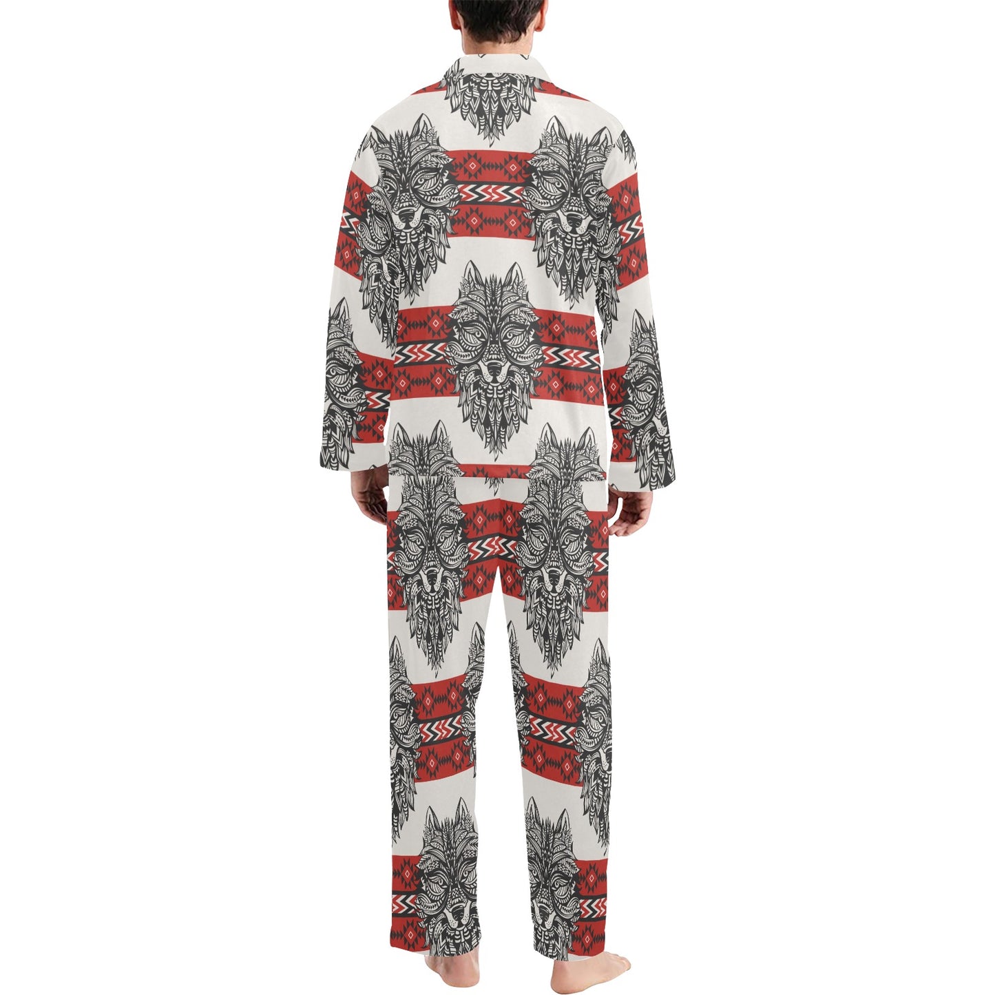 Native Indian Wolf Men's Long Pajama Set
