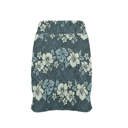 Flower Hawaiian Hibiscus Style Print Pattern 17" Golf & Pickleball Skort with Pockets