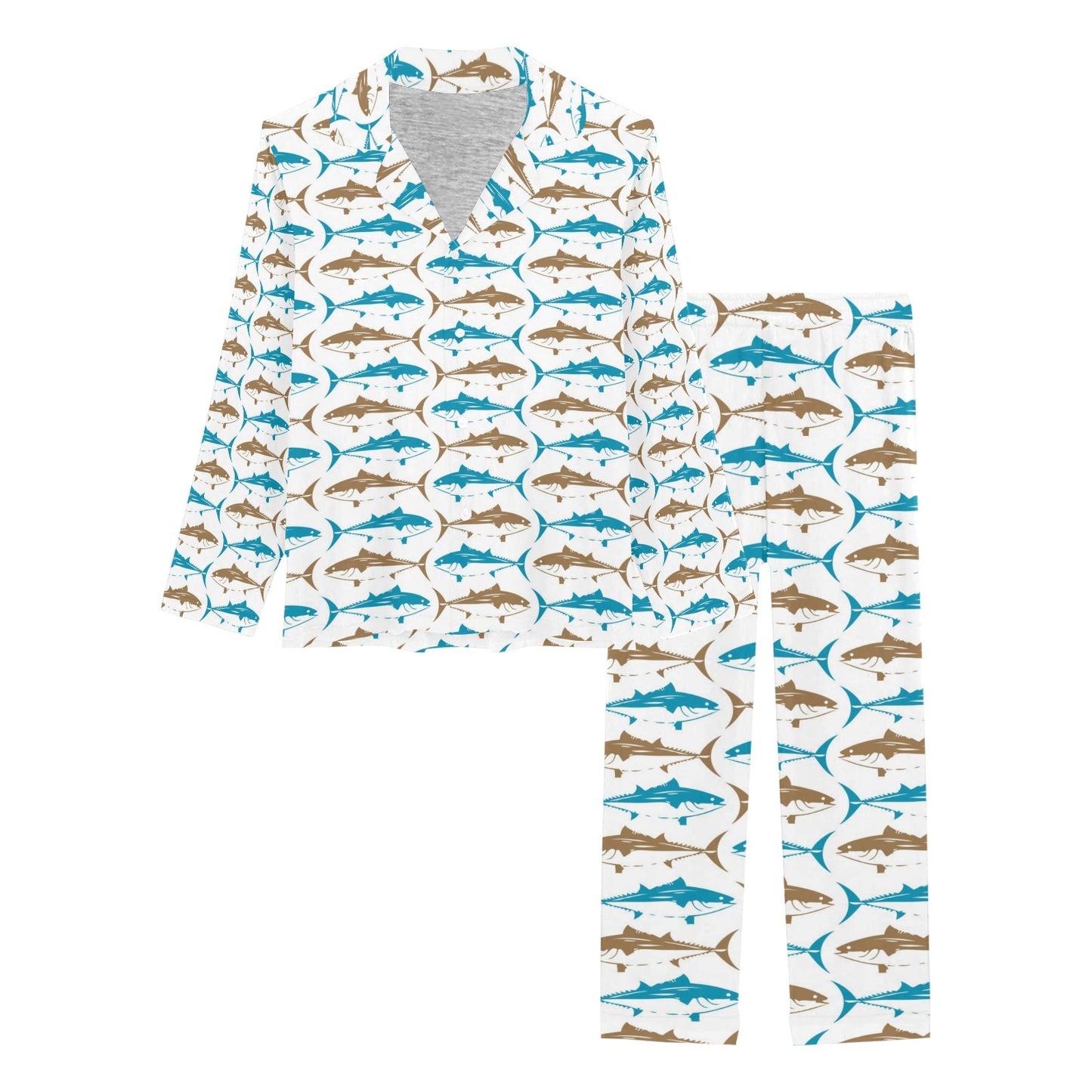 Tuna Fish Print Design LKS301 Women's Long Pajama Set