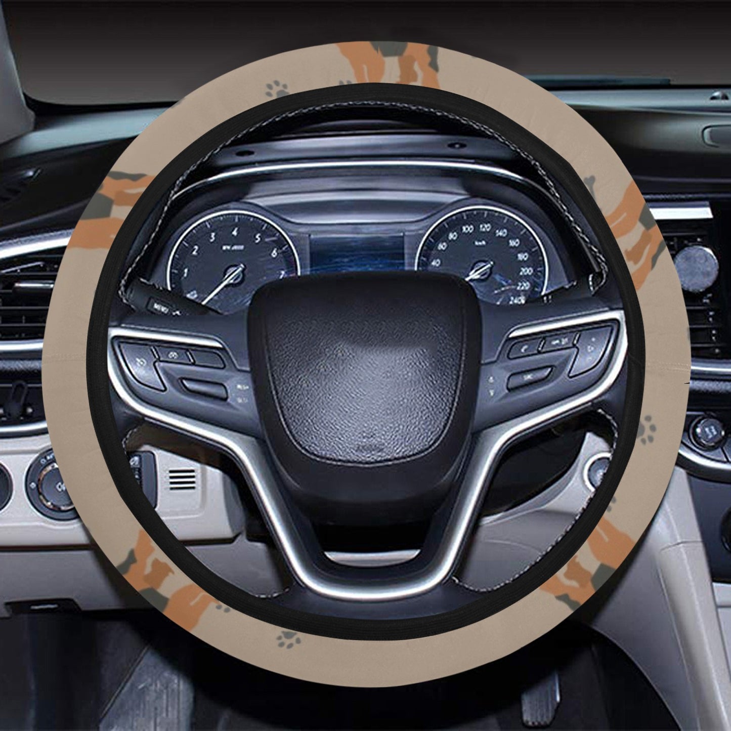 Yorkshire Terriers Print Design LKS305 Steering Wheel Cover with Elastic Edge