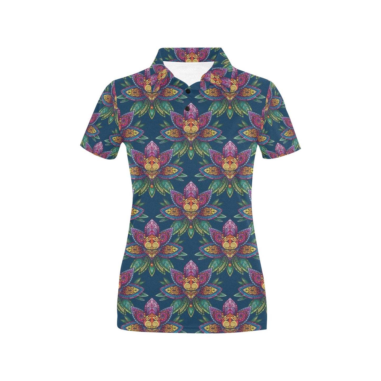 lotus Boho Pattern Print Design LO04 Women's Polo Shirt