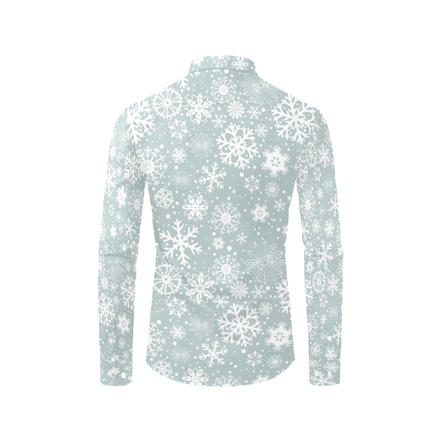 Snowflake Print Design LKS303 Men's Long Sleeve Dress Shirt