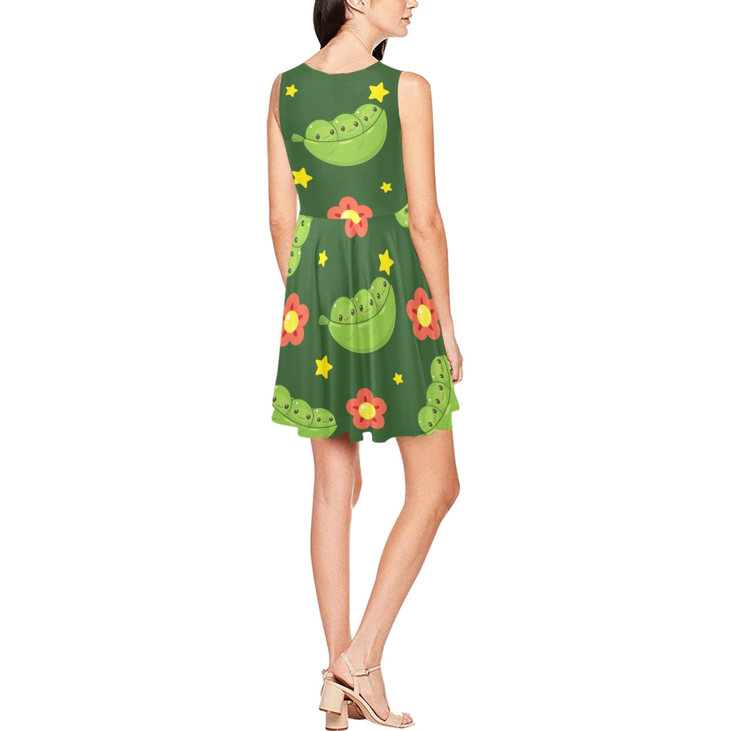 Peas Pattern Print Design A01 Sleeveless Dress