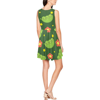Peas Pattern Print Design A01 Sleeveless Dress