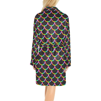 Mermaid Tail Rainbow Design Print Women's Fleece Robe