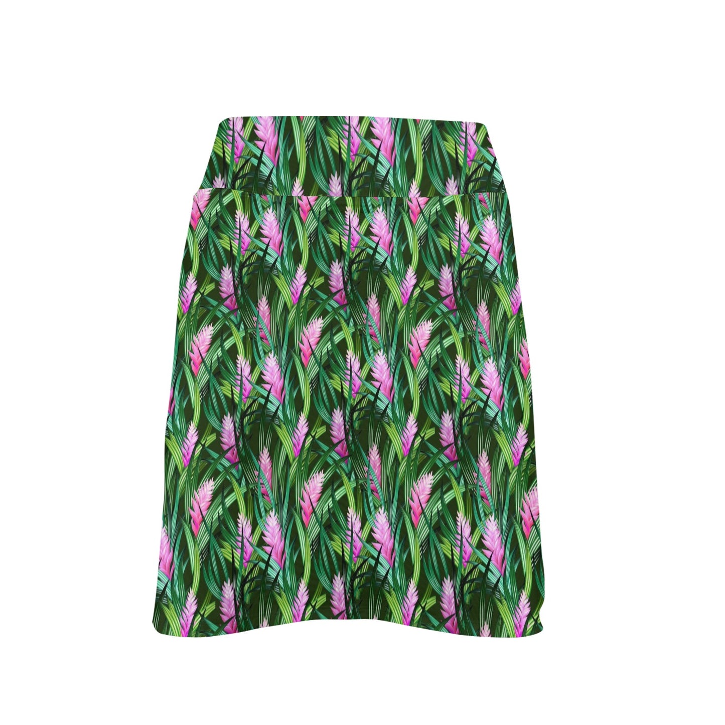 Tropical Folower Pink Heliconia Print 17" Golf & Pickleball Skort with Pockets