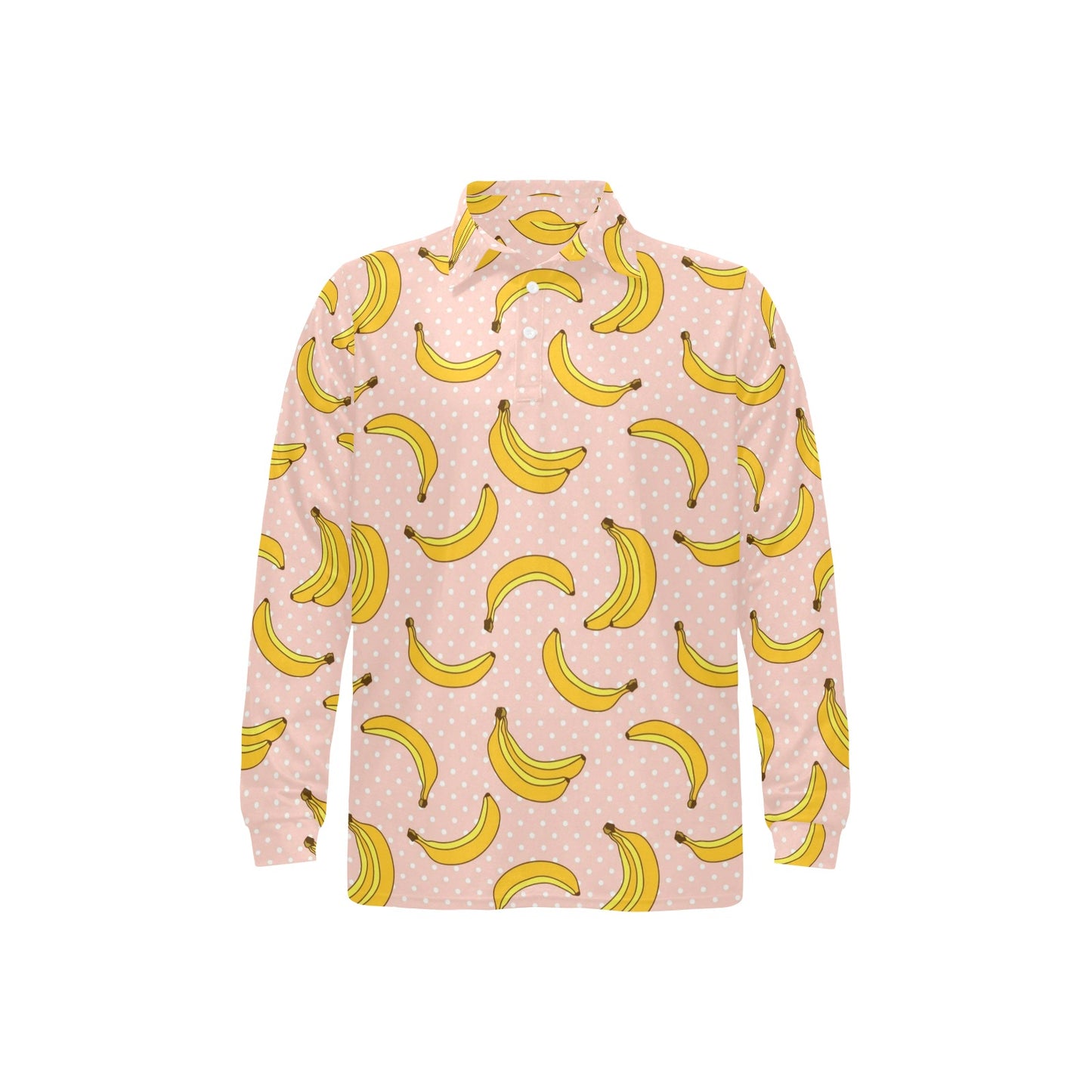Banana Pattern Print Design BA06 Long Sleeve Polo Shirt For Men's