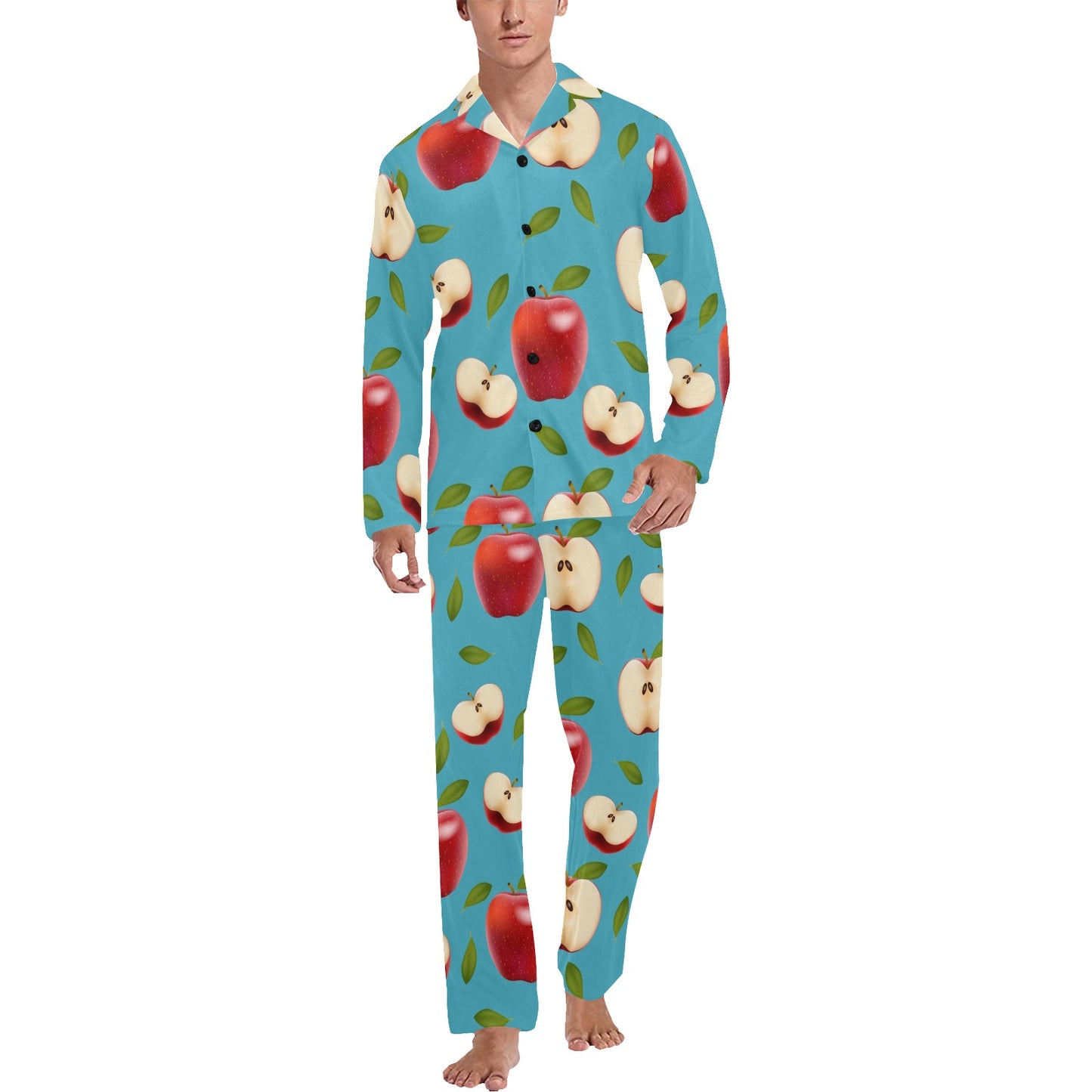 Apple Pattern Print Design AP012 Men's Long Pajama Set