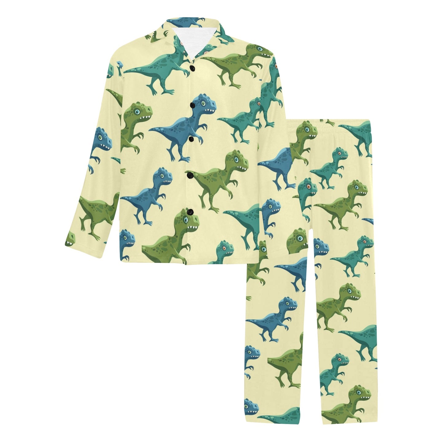 T Rex Pattern Print Design A04 Men's Long Pajama Set