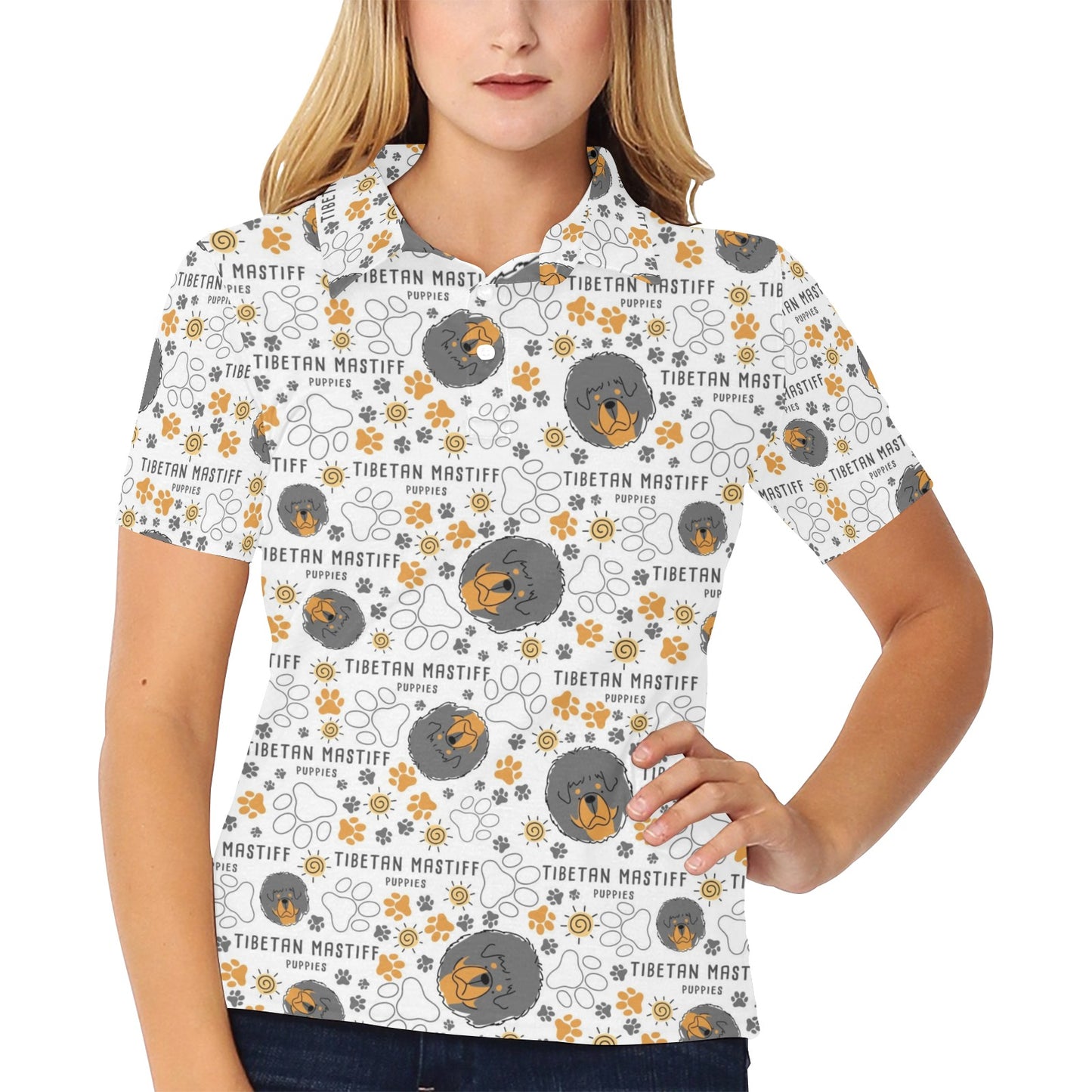 Tibetan Mastiffs Print Design LKS302 Women's Polo Shirt