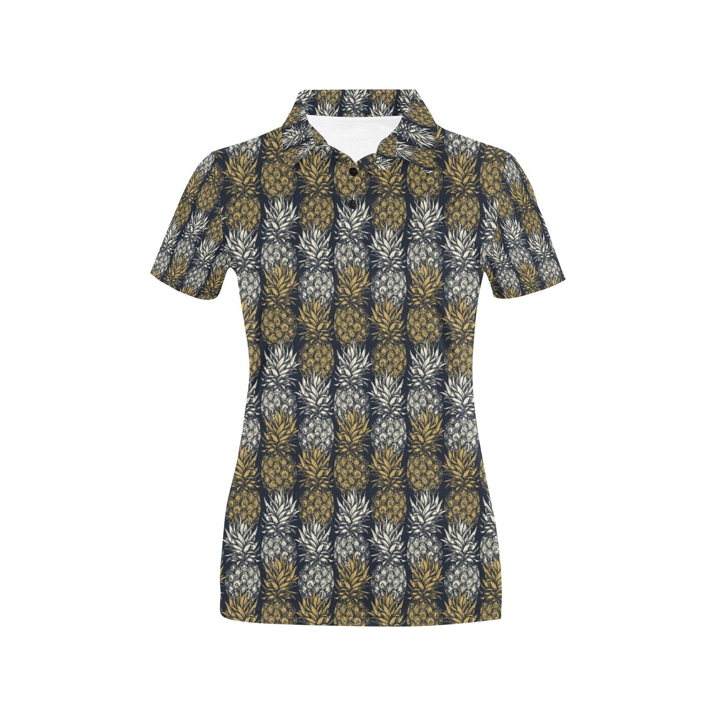 Pineapple Print Design Pattern Women's Polo Shirt
