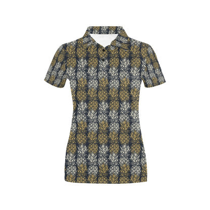 Pineapple Print Design Pattern Women's Polo Shirt