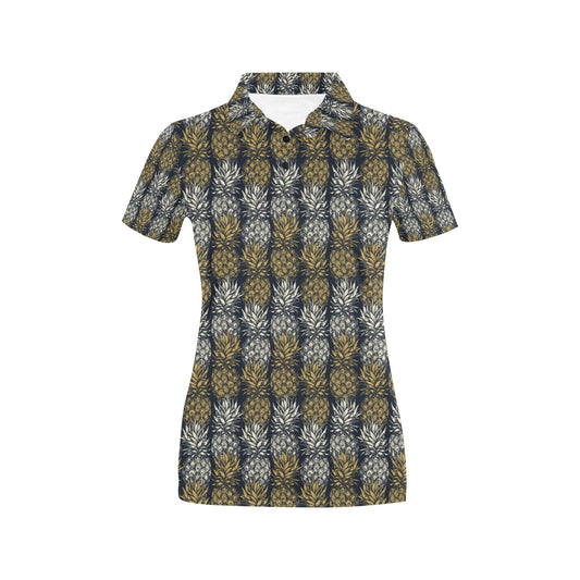 Pineapple Print Design Pattern Women's Polo Shirt