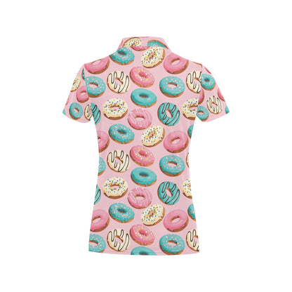 Donut Pattern Print Design DN06 Women's Polo Shirt