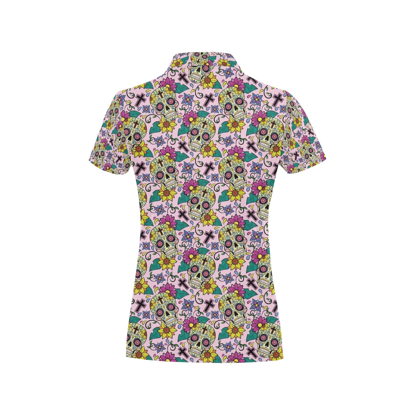 Sugar Skull Print Design LKS307 Women's Polo Shirt