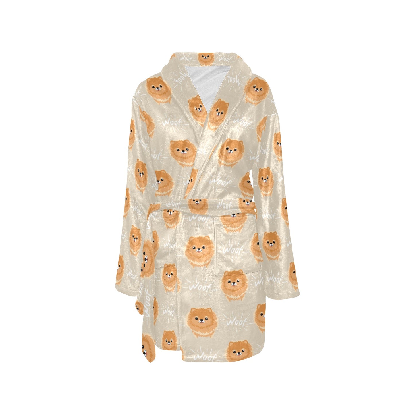 Pomeranians Pattern Print Design A04 Women's Fleece Robe
