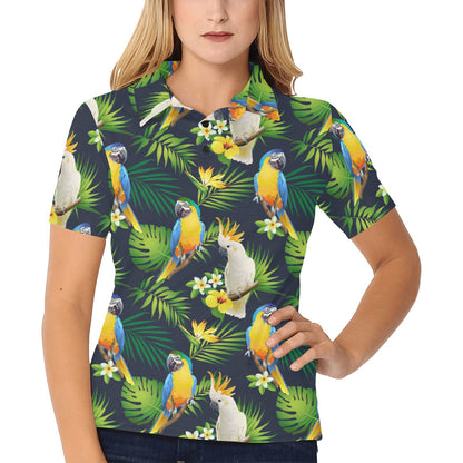 Parrot Pattern Print Design A03 Women's Polo Shirt