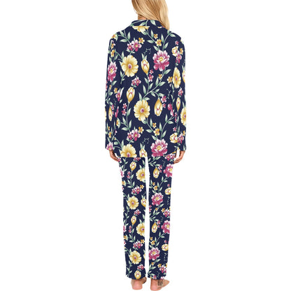 Gerberas Pattern Print Design GB03 Women's Long Pajama Set