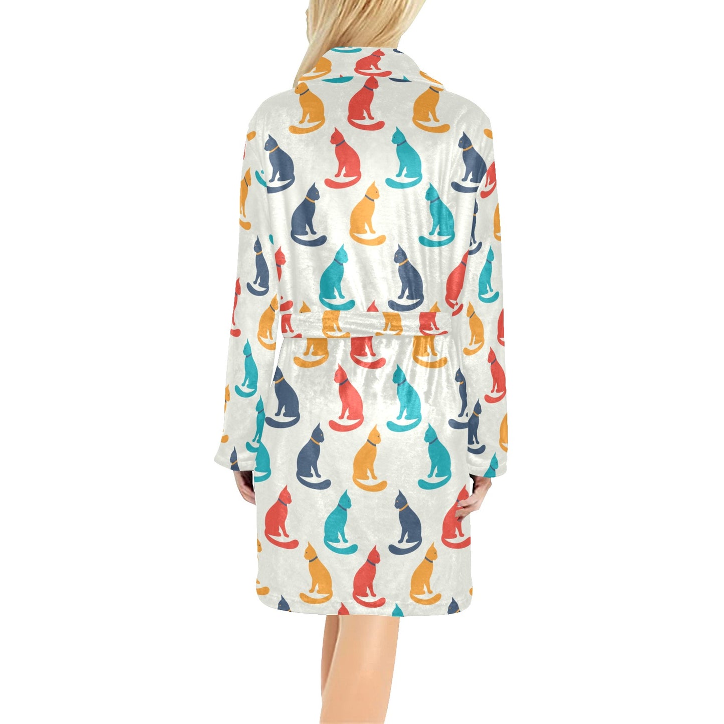 Cat Pattern Print Design 03 Women's Fleece Robe