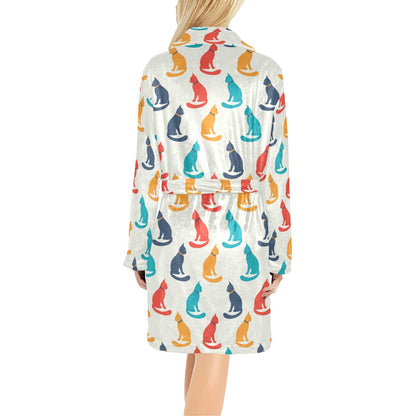 Cat Pattern Print Design 03 Women's Fleece Robe