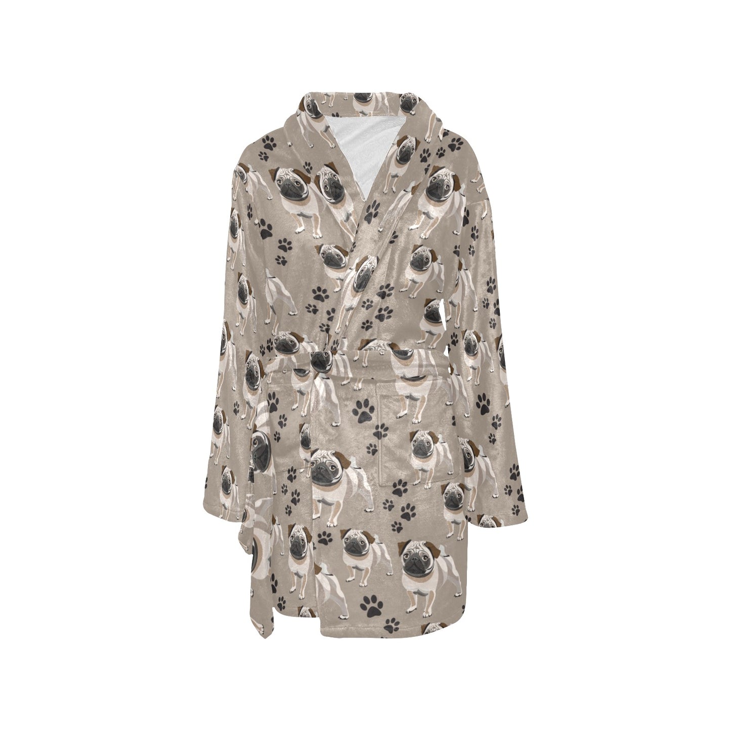Pug Pattern Print Design A04 Women's Fleece Robe
