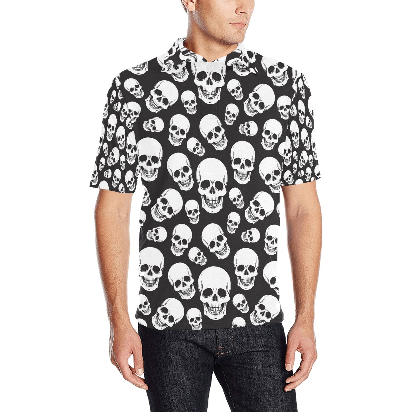 Skull Print Design LKS301 Men Polo Shirt