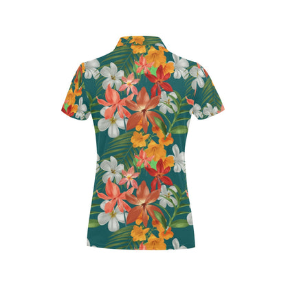 Amaryllis Pattern Print Design AL06 Women's Polo Shirt