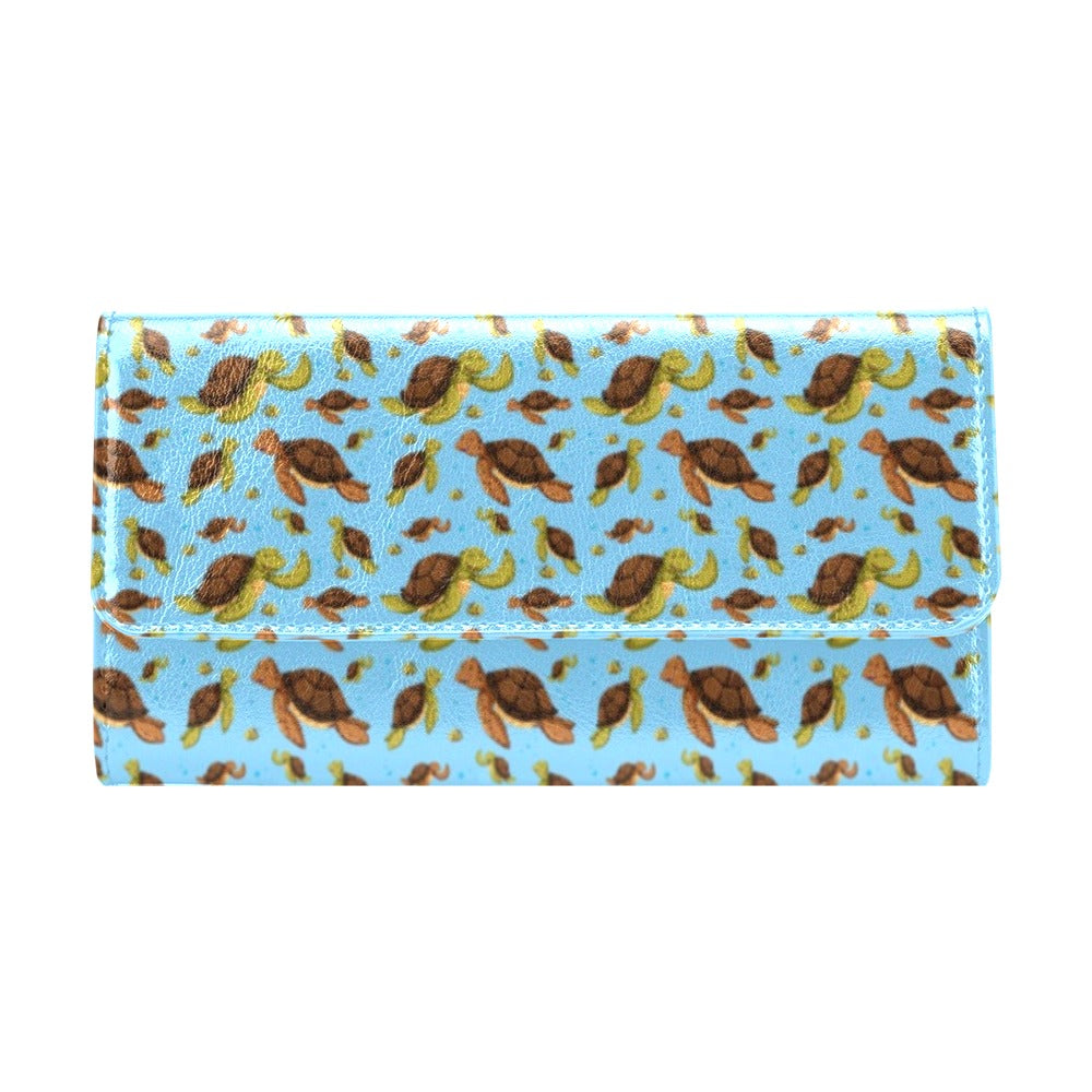 Hello Sea Turtle Print Pattern Women's Trifold Wallet