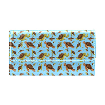 Hello Sea Turtle Print Pattern Women's Trifold Wallet