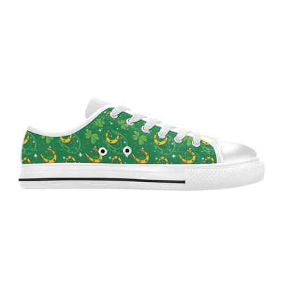 Shamrock With Horse Shoes Print Design LKS305 Women's White Low Top Shoes