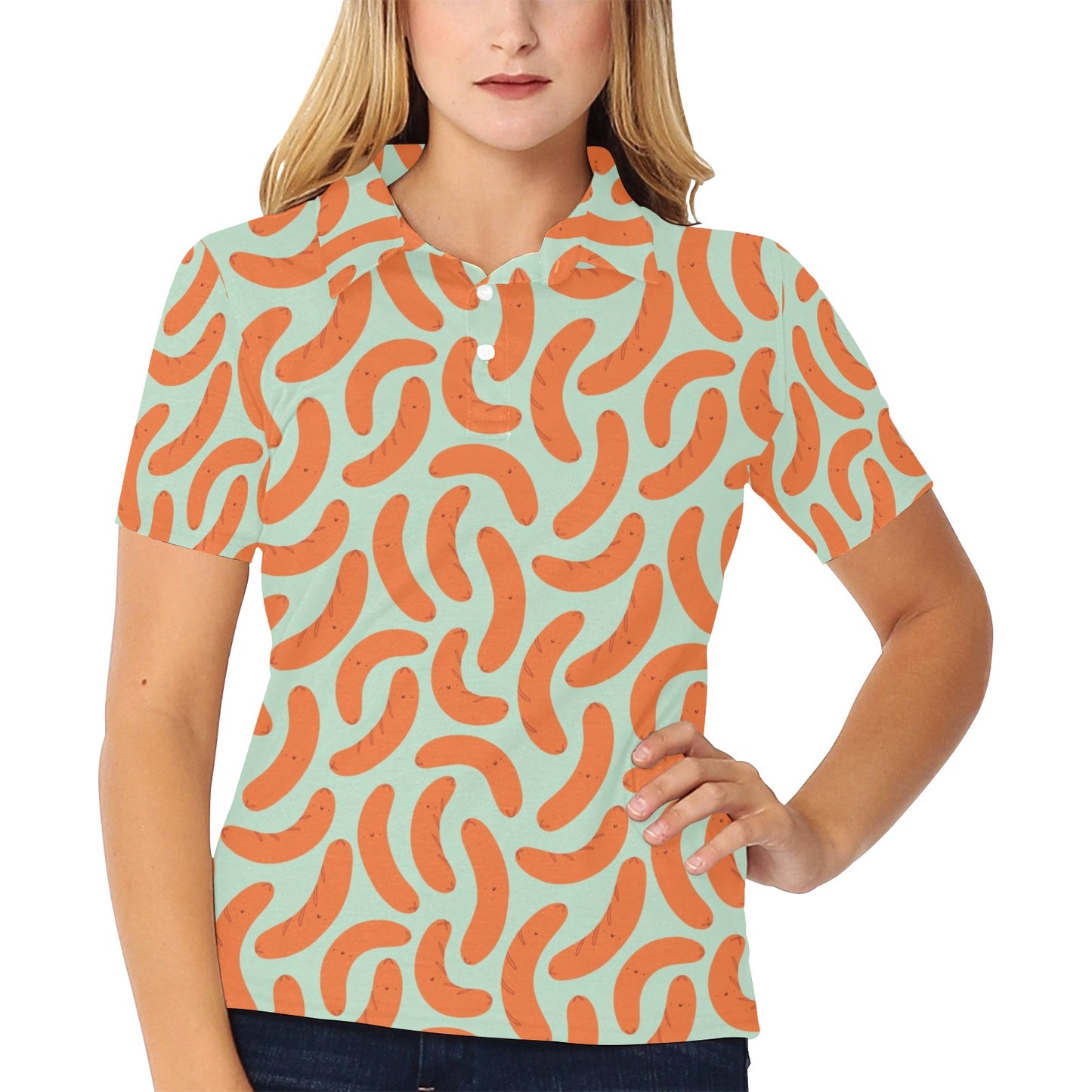 Sausage Print Design LKS304 Women's Polo Shirt