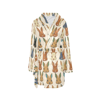Rabbit Pattern Print Design RB04 Women's Fleece Robe