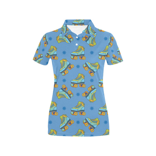 Roller skate Pattern Print Design A04 Women's Polo Shirt
