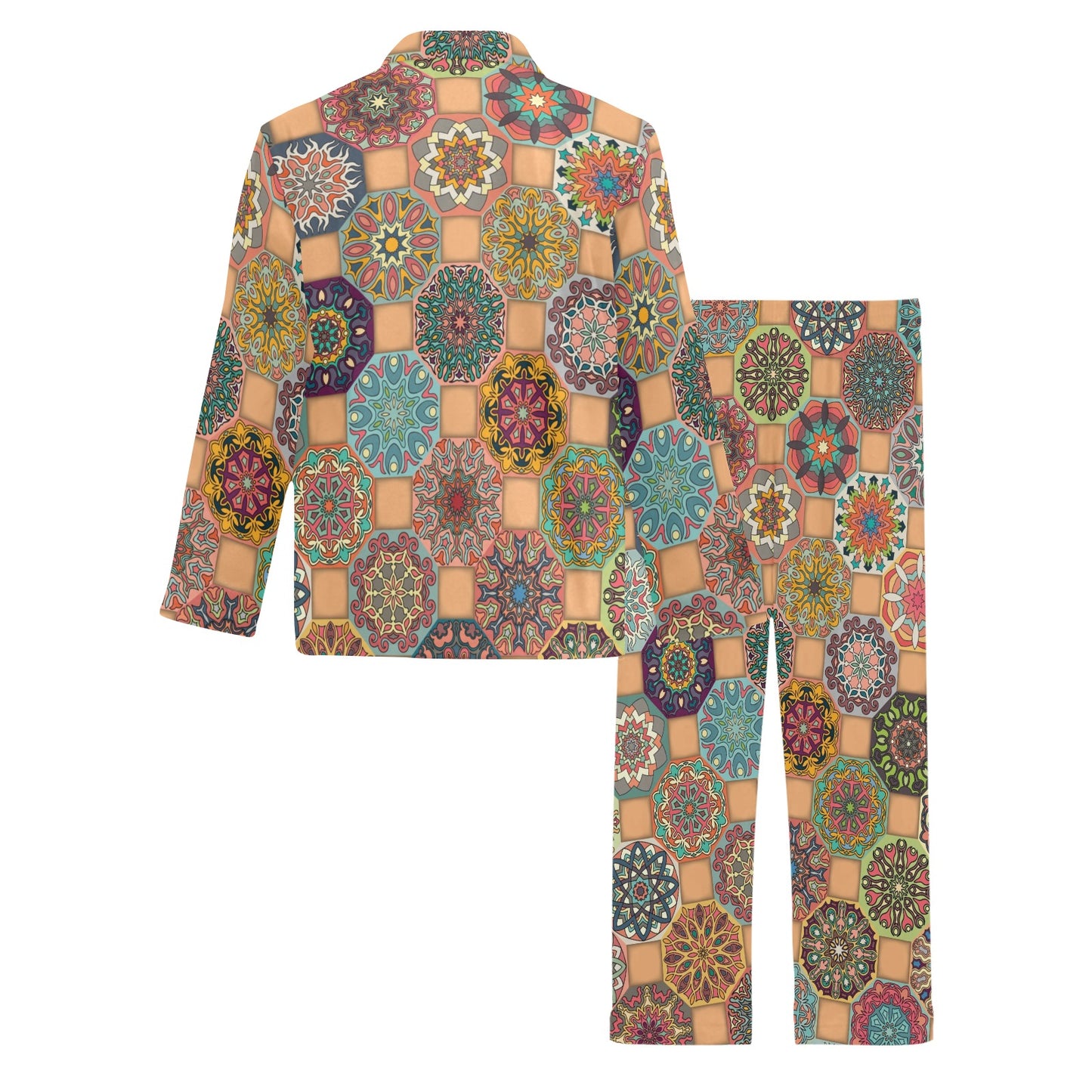 Boho Pattern Print Design 07 Men's Long Pajama Set