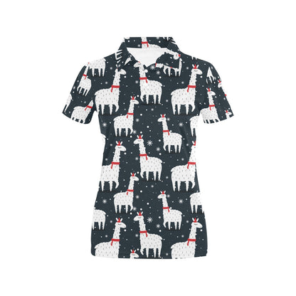 Alpaca Pattern Print Design 04 Women's Polo Shirt