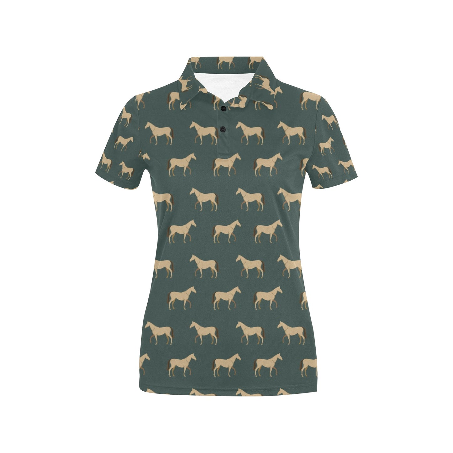 Horse Classic Themed Pattern Print Women's Polo Shirt