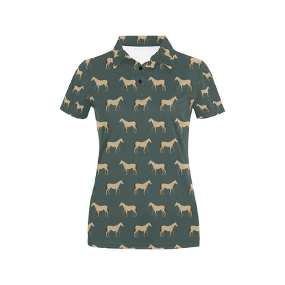 Horse Classic Themed Pattern Print Women's Polo Shirt